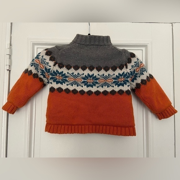 Janie And Jack Wool Cotton Blend Kids Knit Sweater Jacket Orange Gray Blue - Picture 7 of 14